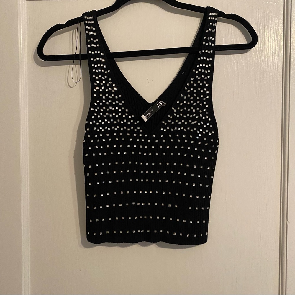 Zara Knit Crop top with Rhinestones💎